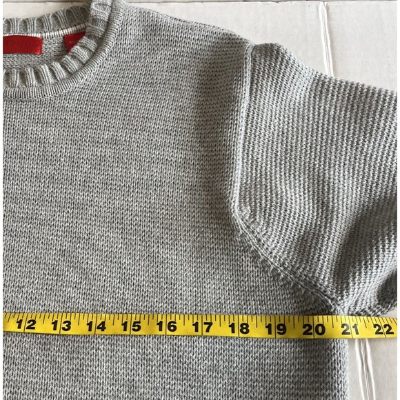 Izod Women’s L Sweater Gray Heavy Cotton Winter Pullover Tight Knit Cabincore - Picture 5 of 10